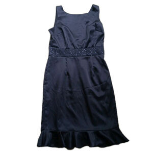 Roulette Black Cocktail Dress Size 10 Beaded Satin